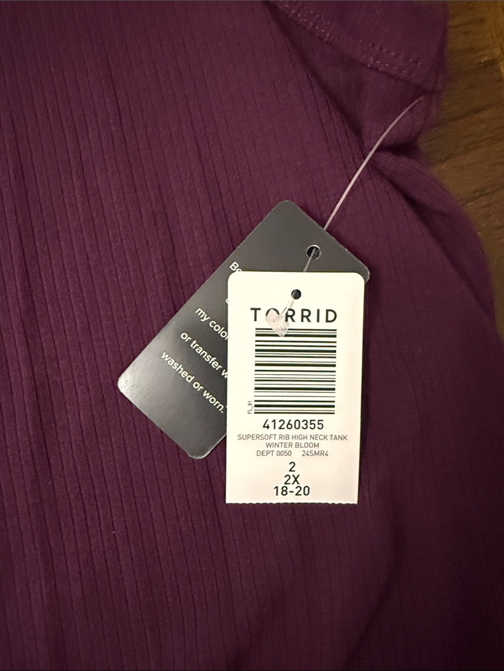 torrid Plum Ribbed Tank Top - Picture 3 of 3